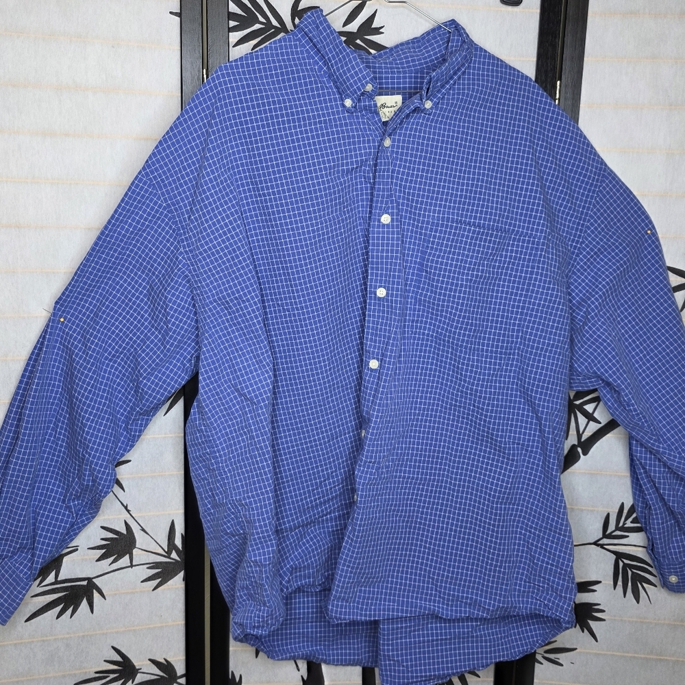 Eddie Bauer Men's Casual Blue Checkered Shirt